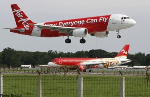 File photo of AirAsia passenger jet landing at Sukarno-Hatta airport on the outskirts of Jakarta